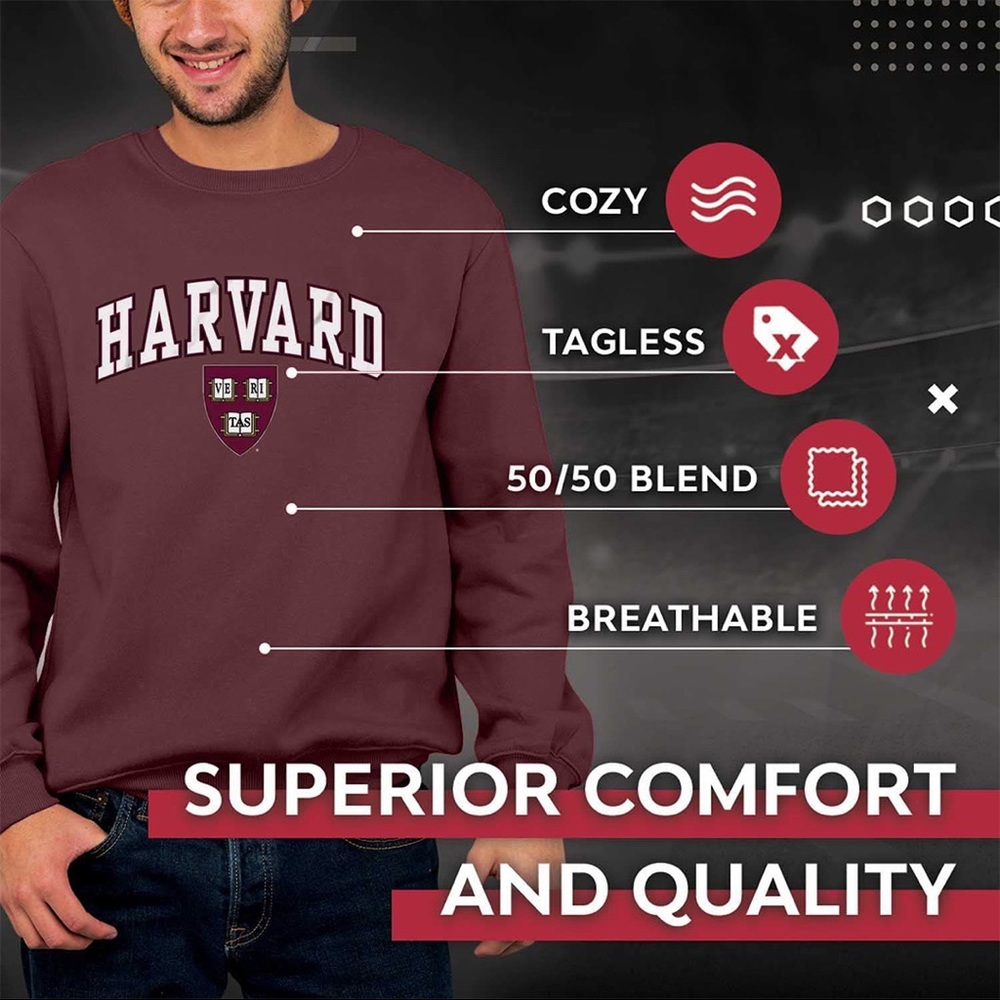 NWT Harvard University Crimson Maroon Gameday Crewneck Sweatshirt- Unisex Size S - Picture 4 of 6